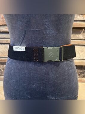 Arcade Black Elastic Belt with Grey Buckle